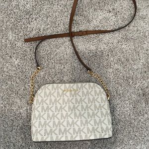 Vanilla/Acorn Large Logo Dome Crossbody Bag